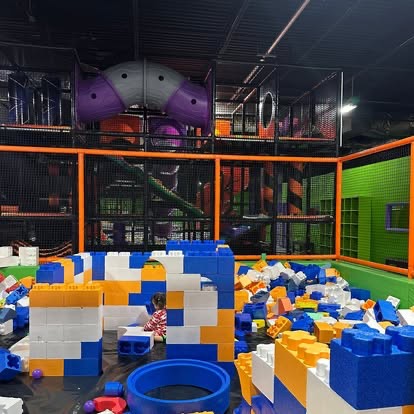 Kids playing with foam blocks